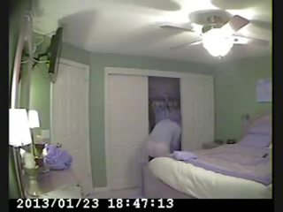 Hidden cam in bed room of my mum caught groovy masturbation